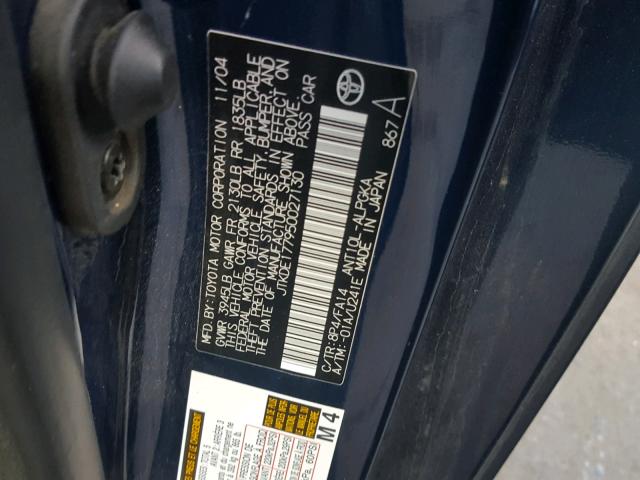 JTKDE177950027130 - 2005 TOYOTA SCION TC 蓝色 照片 10