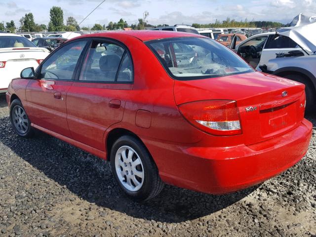 KNADC125856362408 - 2005 KIA RIO RED photo 3