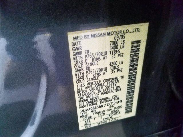 5N1AA08B56N707299 - 2006 NISSAN ARMADA SE GRAY photo 10