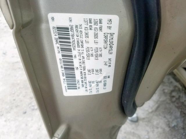 2A8GF78X47R263544 - 2007 CHRYSLER PACIFICA L GOLD photo 10