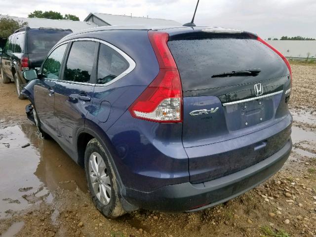 5J6RM4H71CL050827 - 2012 HONDA CR-V EXL BLUE photo 3