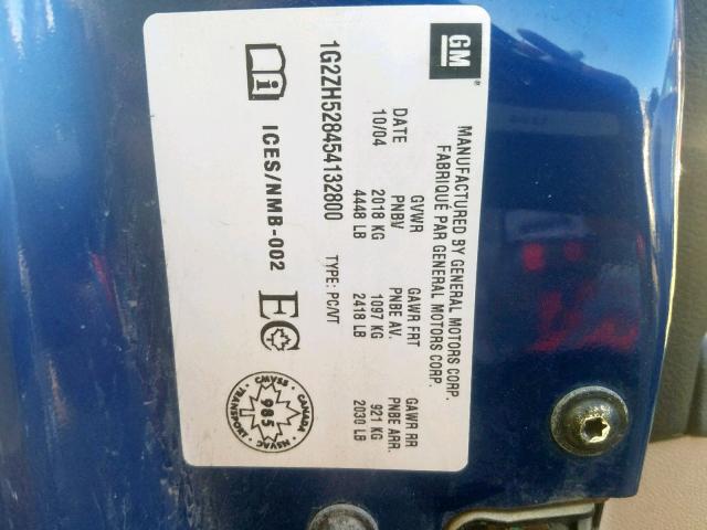 1G2ZH528454132800 - 2005 PONTIAC G6 GT BLUE photo 10