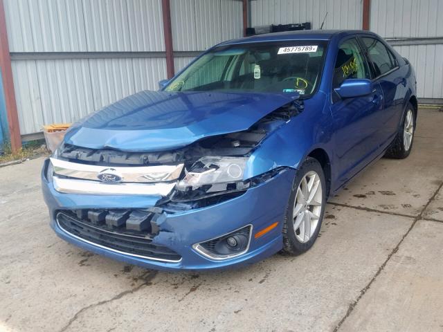 3FAHP0JA7AR146943 - 2010 FORD FUSION SEL BLUE photo 2