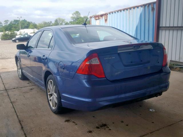 3FAHP0JA7AR146943 - 2010 FORD FUSION SEL BLUE photo 3