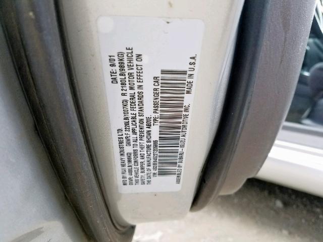 4S3BE645227205865 - 2002 SUBARU LEGACY GT SILVER photo 10