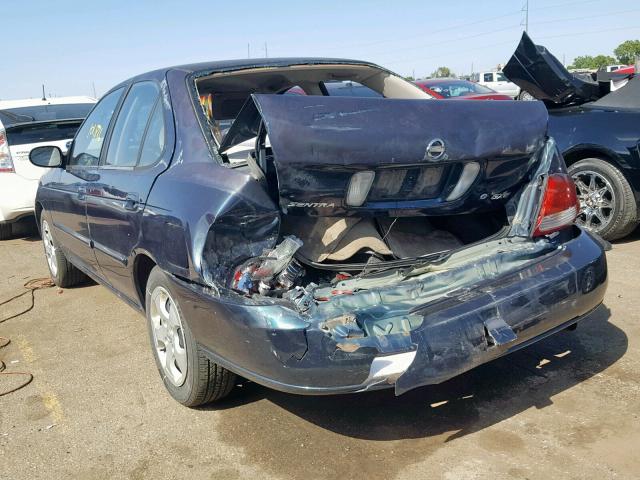 3N1CB51A13L557022 - 2003 NISSAN SENTRA GXE BLUE photo 3