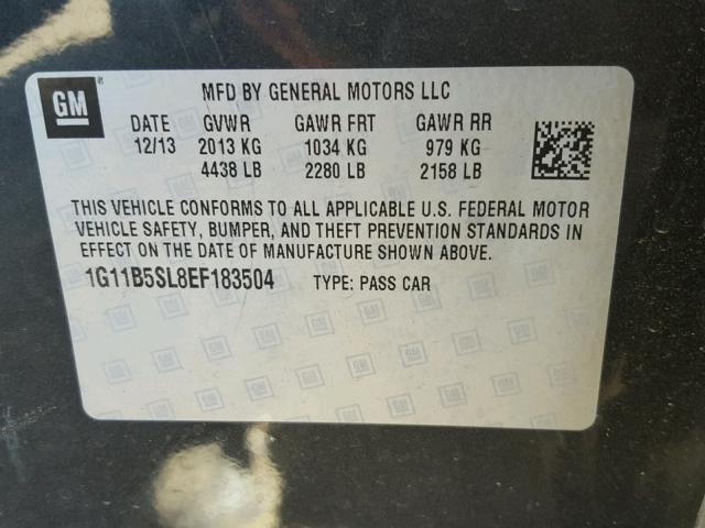 1G11B5SL8EF183504 - 2014 CHEVROLET MALIBU LS Қара фото 10