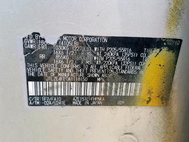 JTLZE4FE0A1118150 - 2010 TOYOTA SCION XB 双色 照片 10