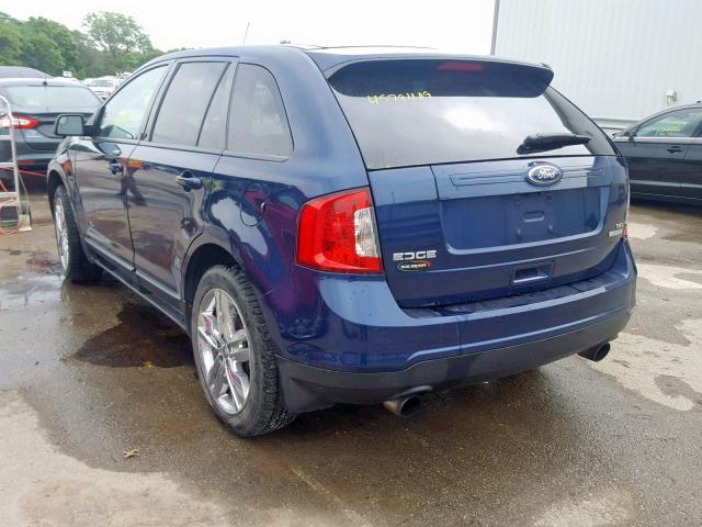 2FMDK3J93CBA15715 - 2012 FORD EDGE SEL BLUE photo 3