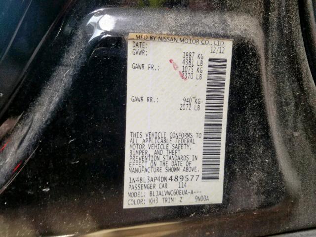 1N4BL3AP4DN489577 - 2013 NISSAN ALTIMA 3.5 BLACK photo 10