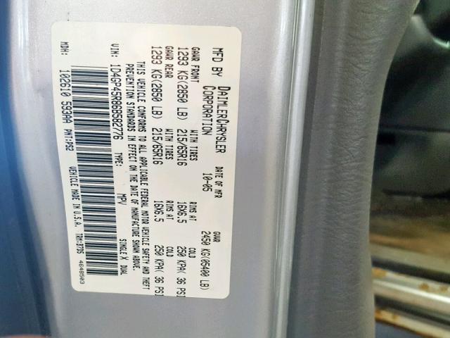 1D4GP45R86B582776 - 2006 DODGE CARAVAN SX SILVER photo 10