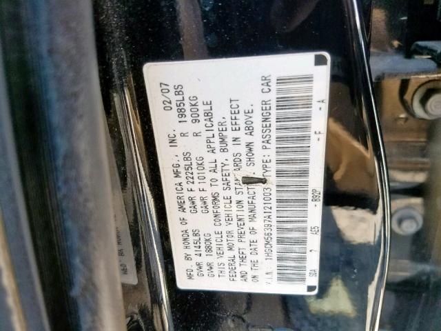 1HGCM56397A121003 - 2007 HONDA ACCORD SE BLACK photo 10