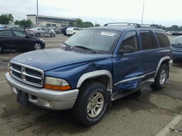 1B4HS58N32F106238 - 2002 DODGE DURANGO SL BLUE photo 2