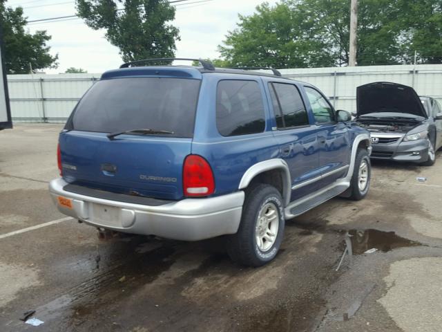 1B4HS58N32F106238 - 2002 DODGE DURANGO SL BLUE photo 4