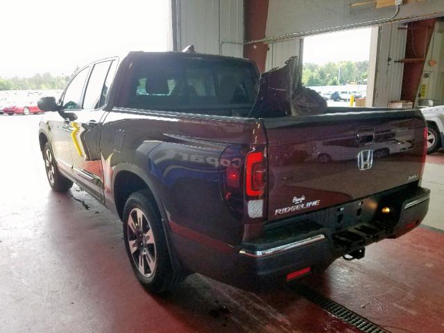 5FPYK3F62KB005934 - 2019 HONDA RIDGELINE MAROON photo 3