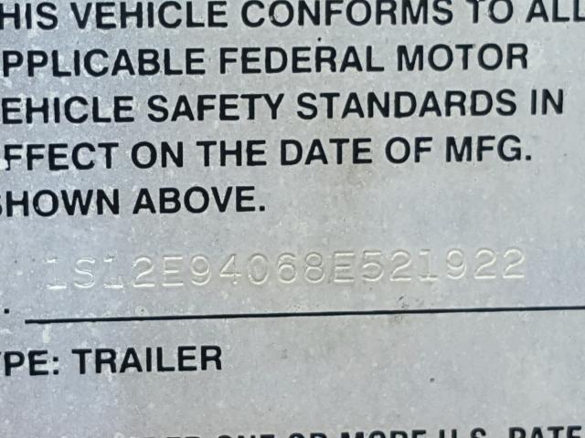 1S12E94068E521922 - 2008 UTILITY TRAILER WHITE photo 10