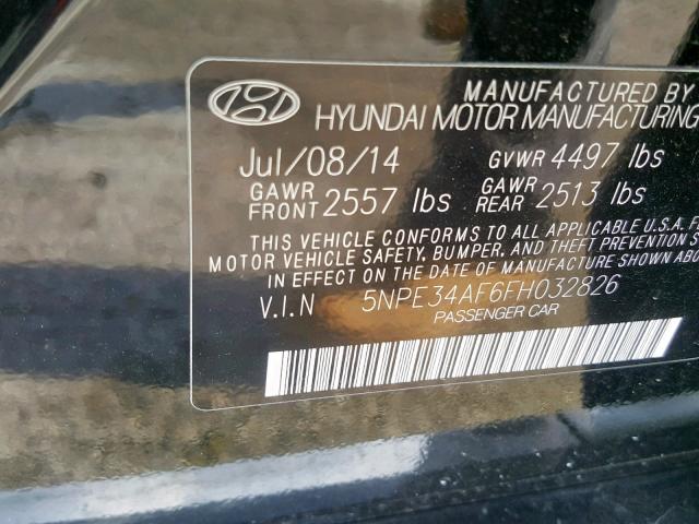 5NPE34AF6FH032826 - 2015 HYUNDAI SONATA SPO BLACK photo 10