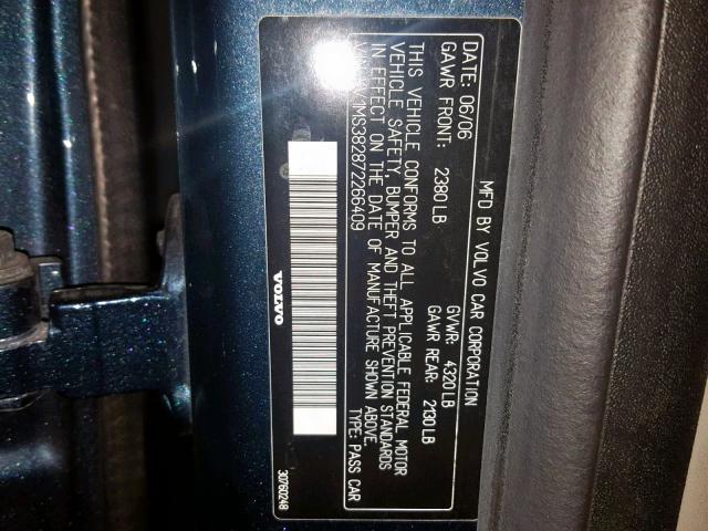 YV1MS382872266409 - 2007 VOLVO S40 2.4I BLUE photo 10