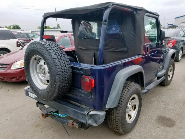 1J4FA39S44P783831 - 2004 JEEP WRANGLER X BLUE photo 4