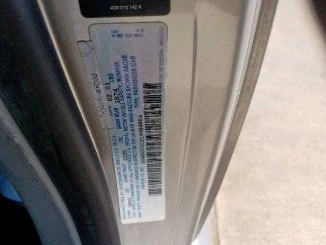 3VWDD21C21M464803 - 2001 VOLKSWAGEN NEW BEETLE SILVER photo 10