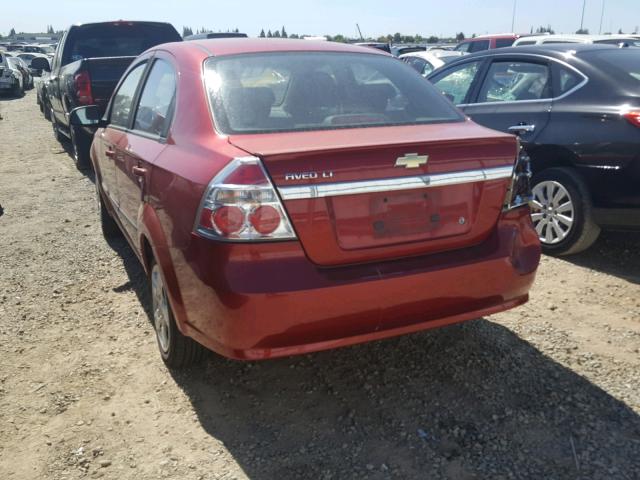 KL1TG5DE6AB043685 - 2010 CHEVROLET AVEO LT RED photo 3