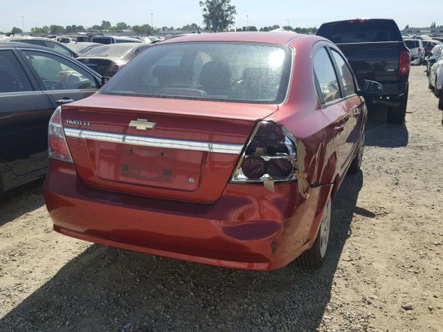 KL1TG5DE6AB043685 - 2010 CHEVROLET AVEO LT RED photo 4