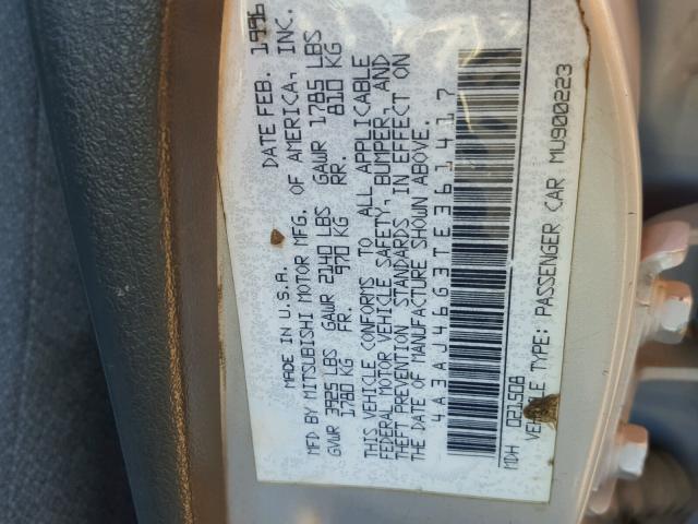 4A3AJ46G3TE361417 - 1996 MITSUBISHI GALANT S SILVER photo 10