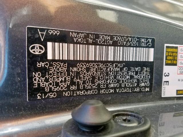 JTKJF5C79E3069339 - 2014 TOYOTA SCION TC ნაცრისფერი ფოტო 10