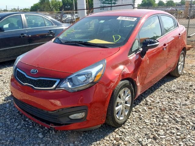 KNADN4A37E6342405 - 2014 KIA RIO EX RED photo 2