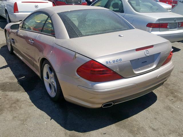 WDBSK76F05F094777 - 2005 MERCEDES-BENZ SL 600 BEIGE photo 3