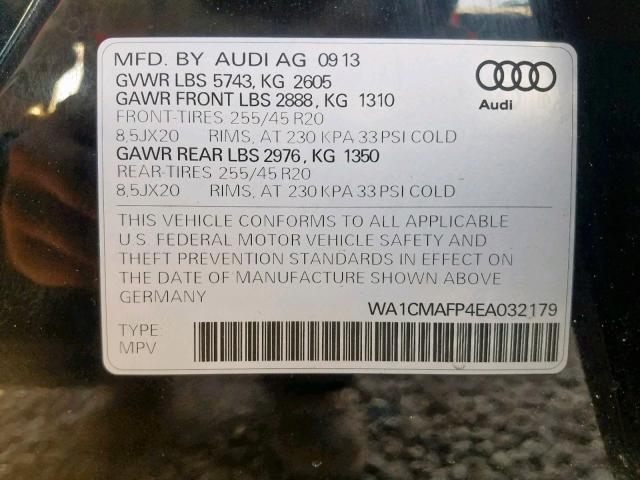 WA1CMAFP4EA032179 - 2014 AUDI Q5 TDI BLACK photo 10