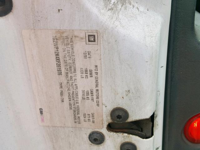 1G2WP12K4XF261976 - 1999 PONTIAC GRAND PRIX WHITE photo 10