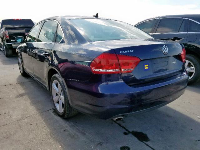 1VWBP7A38DC067727 - 2013 VOLKSWAGEN PASSAT SE BLUE photo 3