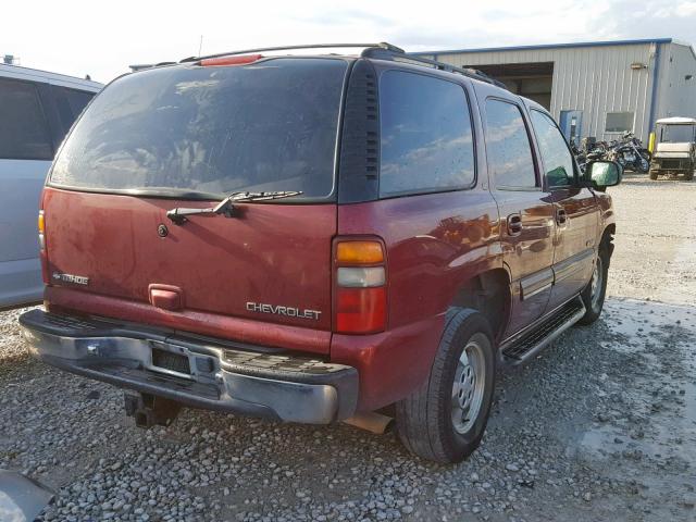 1GNEK13T01J316786 - 2001 CHEVROLET TAHOE K150 MAROON photo 4