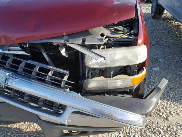 1GNEK13T01J316786 - 2001 CHEVROLET TAHOE K150 MAROON photo 9