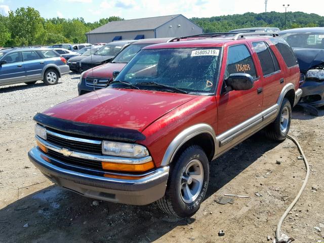 1GNCS13WXX2188724 - 1999 CHEVROLET BLAZER BURGUNDY photo 2