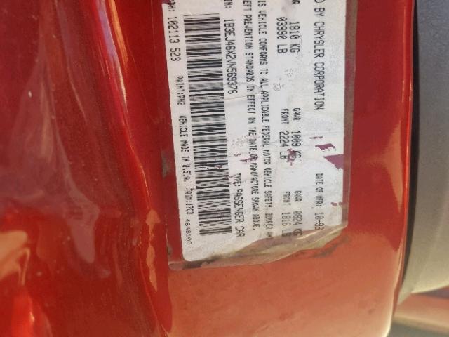 1B3EJ46X2VN569376 - 1997 DODGE STRATUS RED photo 10