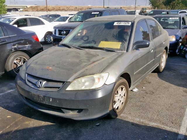 2HGES16325H601681 - 2005 HONDA CIVIC DX V GRAY photo 2