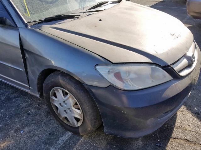 2HGES16325H601681 - 2005 HONDA CIVIC DX V GRAY photo 9