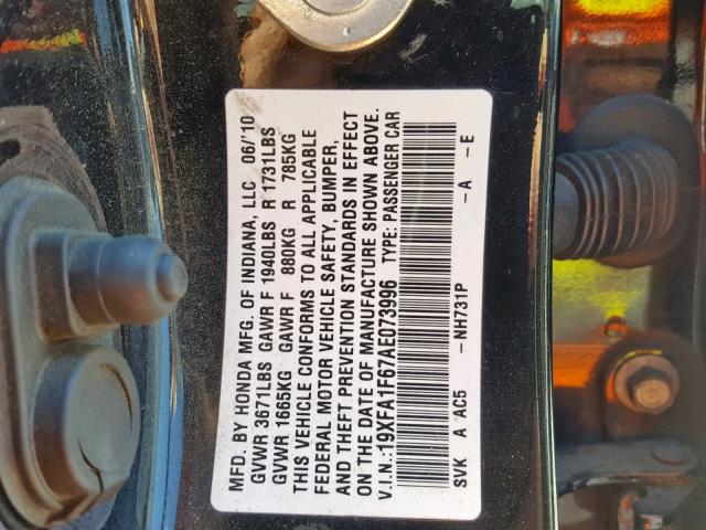 19XFA1F67AE073996 - 2010 HONDA CIVIC LX-S Qara foto 10