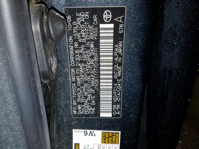 JTKDE177770185971 - 2007 TOYOTA SCION TC ნაცრისფერი ფოტო 10