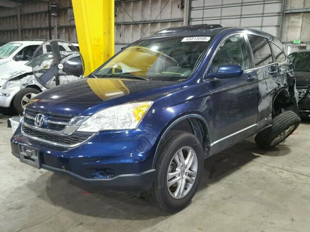 JHLRE4H70AC008314 - 2010 HONDA CR-V EXL BLUE photo 2