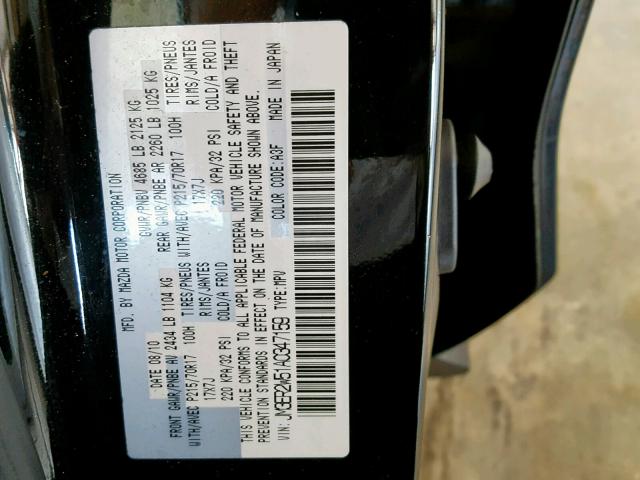 JM3ER2W51A0347159 - 2010 MAZDA CX-7 BLACK photo 10