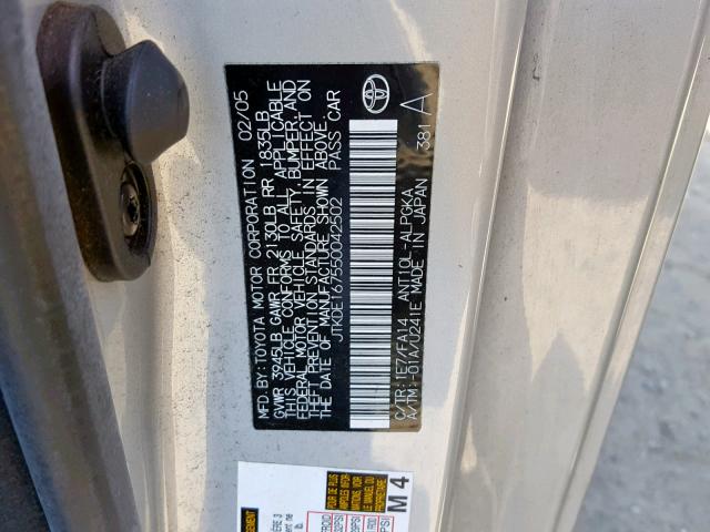 JTKDE167550042502 - 2005 TOYOTA SCION TC SILVER photo 10