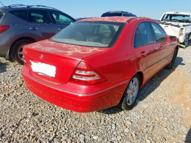 WDBRF61J42F276261 - 2002 MERCEDES-BENZ C 240 RED photo 4