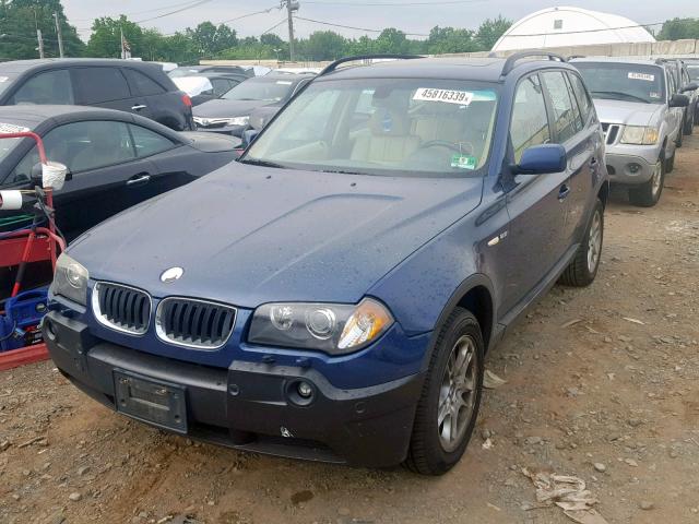 WBXPA73454WC44612 - 2004 BMW X3 2.5I BLUE photo 2