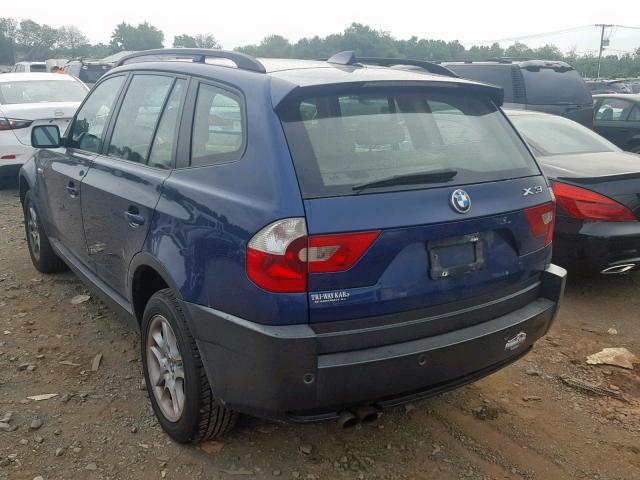 WBXPA73454WC44612 - 2004 BMW X3 2.5I BLUE photo 3