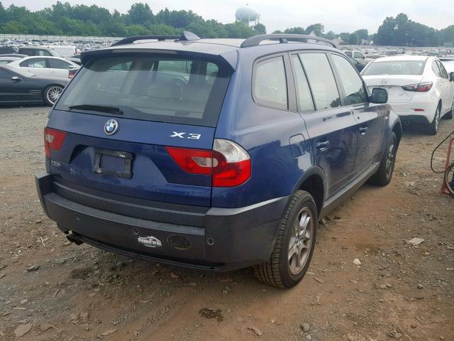 WBXPA73454WC44612 - 2004 BMW X3 2.5I BLUE photo 4