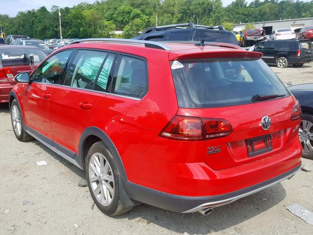 3VWH17AUXHM515300 - 2017 VOLKSWAGEN GOLF ALLTR RED photo 3