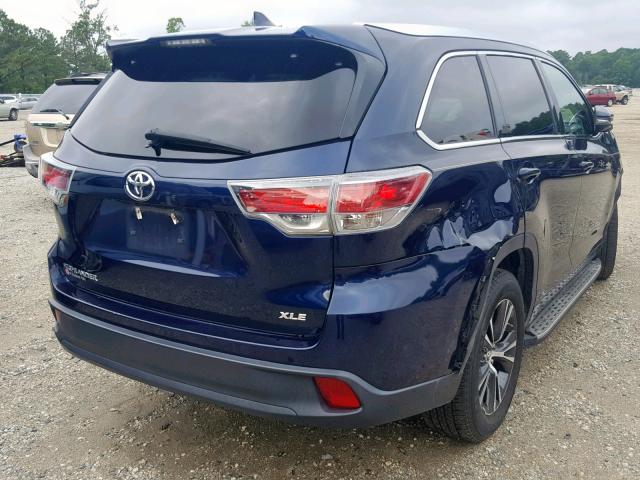 5TDKKRFH4GS122274 - 2016 TOYOTA HIGHLANDER BLUE photo 4